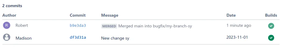 Commits with merge