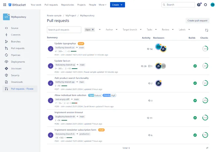 Enhanced pull request search