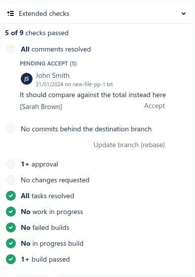 Extended checks panel