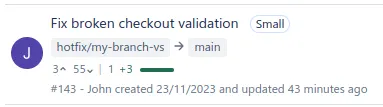 Bitbucket pull request with size label