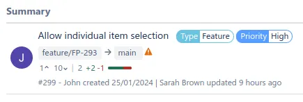 Pull request summary with additional details